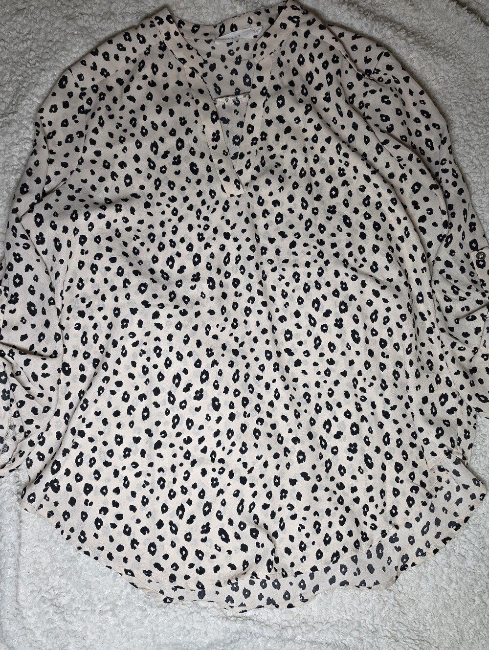 Women's Cream Animal Print Long Sleeve Top